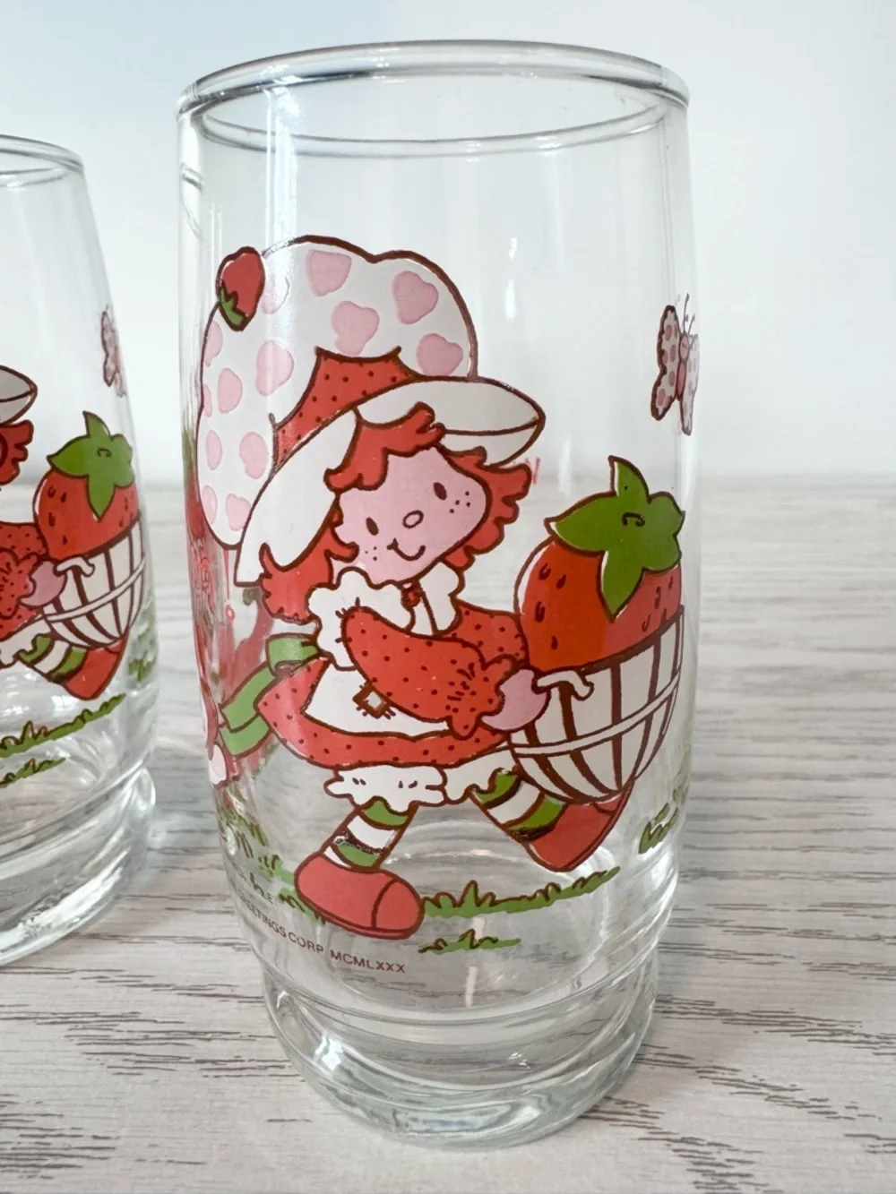 Like New Vintage Strawberry Shortcake 🍰 glasses - American Greetings - Lot of 2